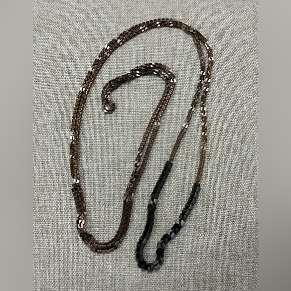 64” Long wrap chain statement necklace- copper w dark grey from Anthropologie - Picture 6 of 8